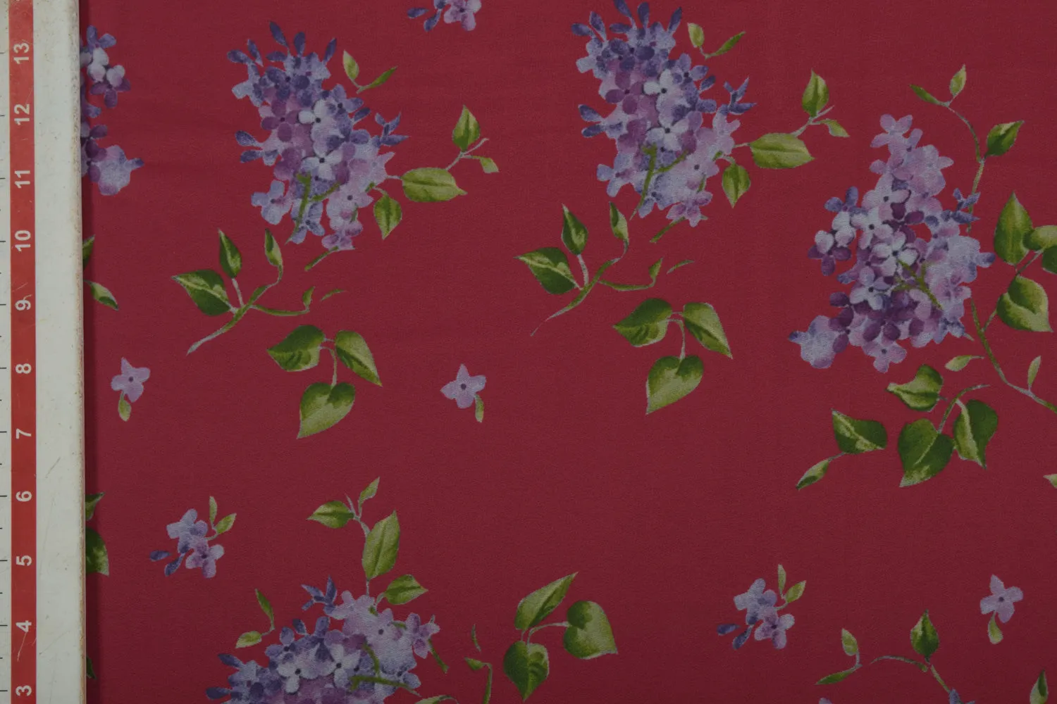 Plum Red Printed Georgette Fabric