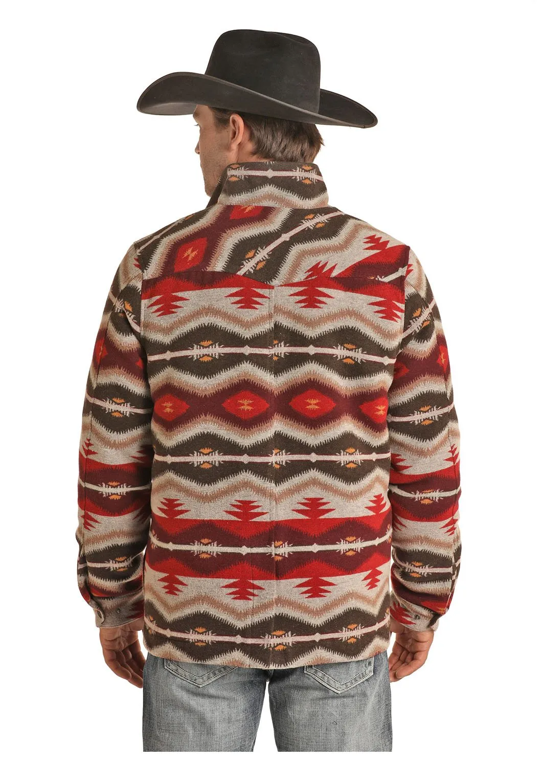 Powder River Men's Red Aztec Wool Blend Jacket