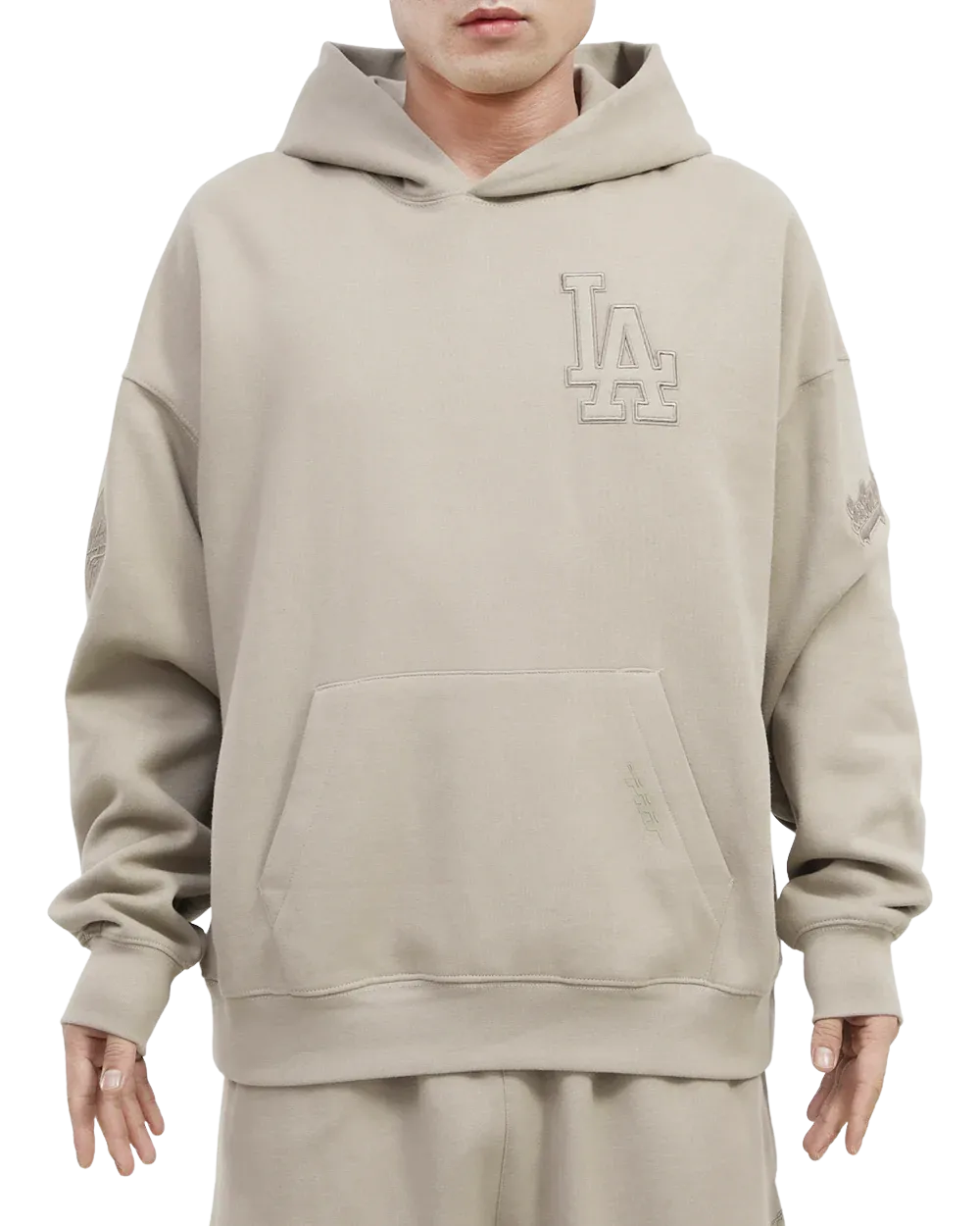 Pro Standard Los Angeles Dodgers Neutral Drop Hoodie-Taupe