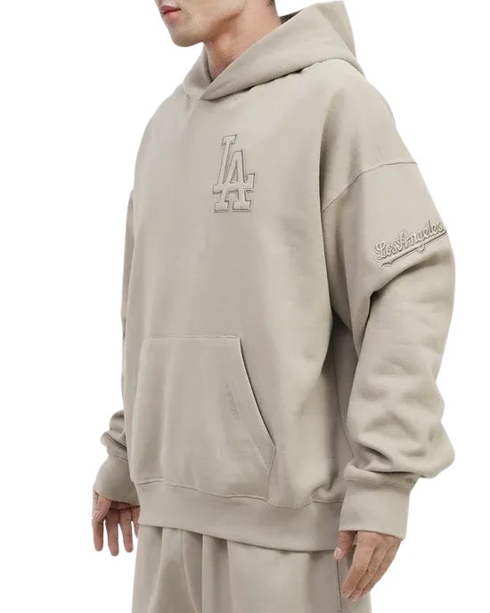 Pro Standard Los Angeles Dodgers Neutral Drop Hoodie-Taupe