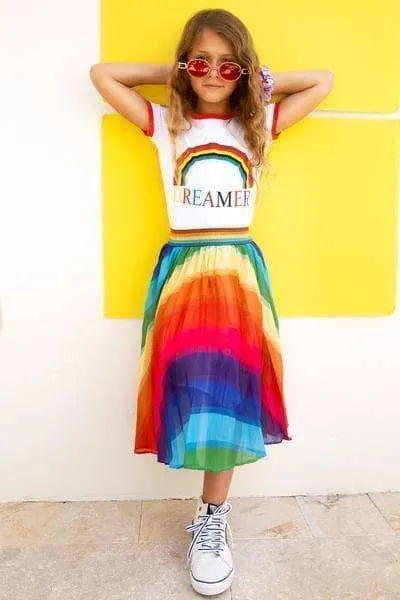 Rainbow Twirl Midi Skirt