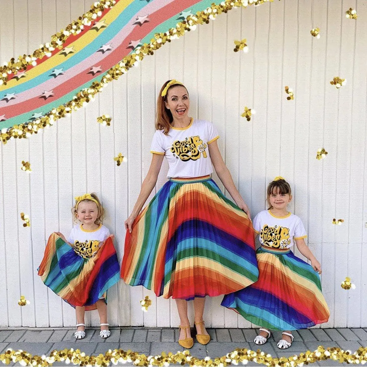 Rainbow Twirl Midi Skirt