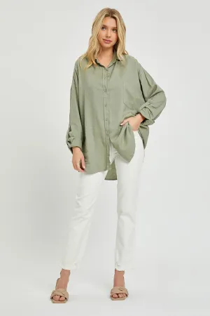 Relaxed Fit Button Down Linen Top