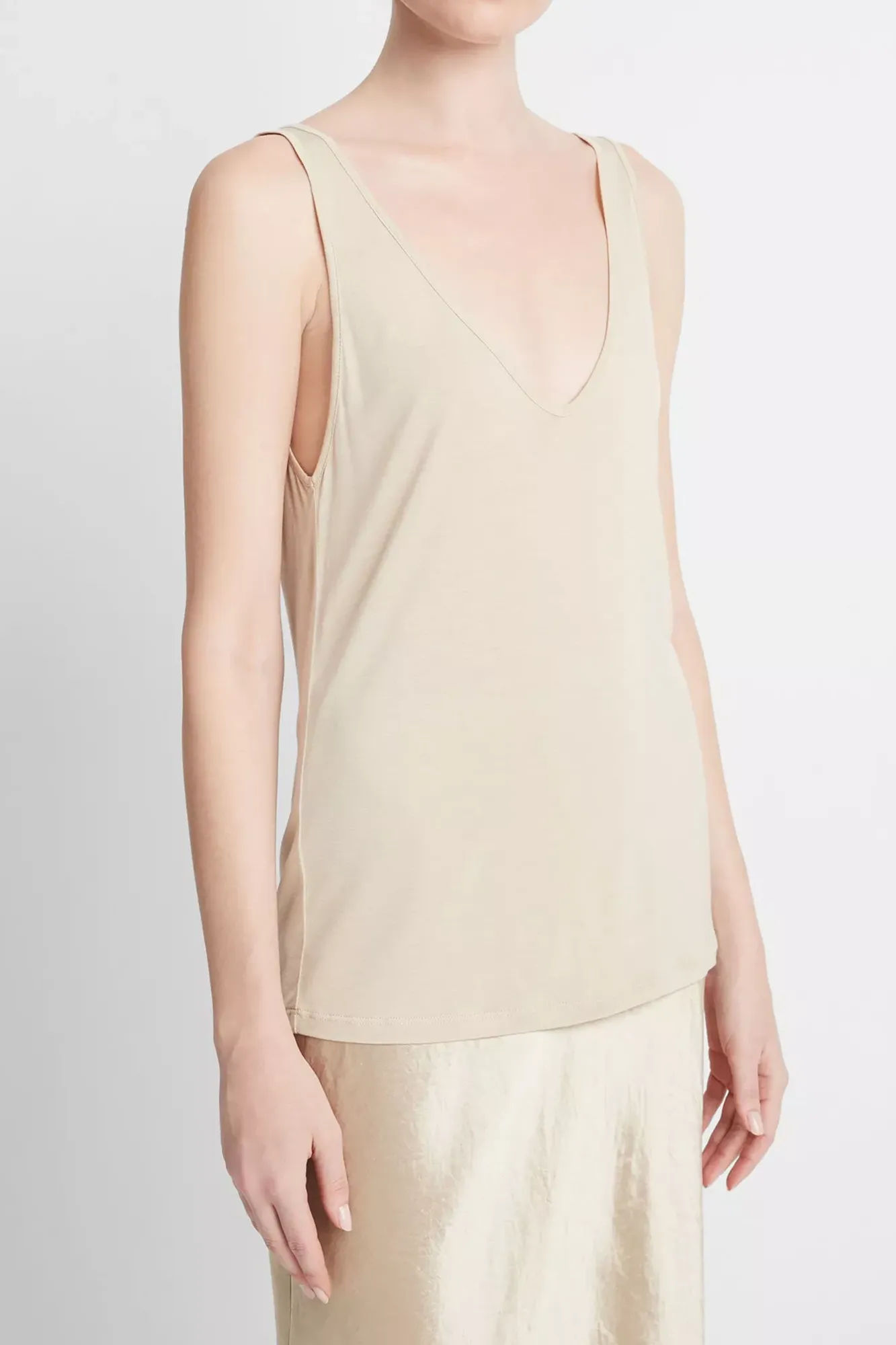 Relaxed V-Neck Tank White Oak