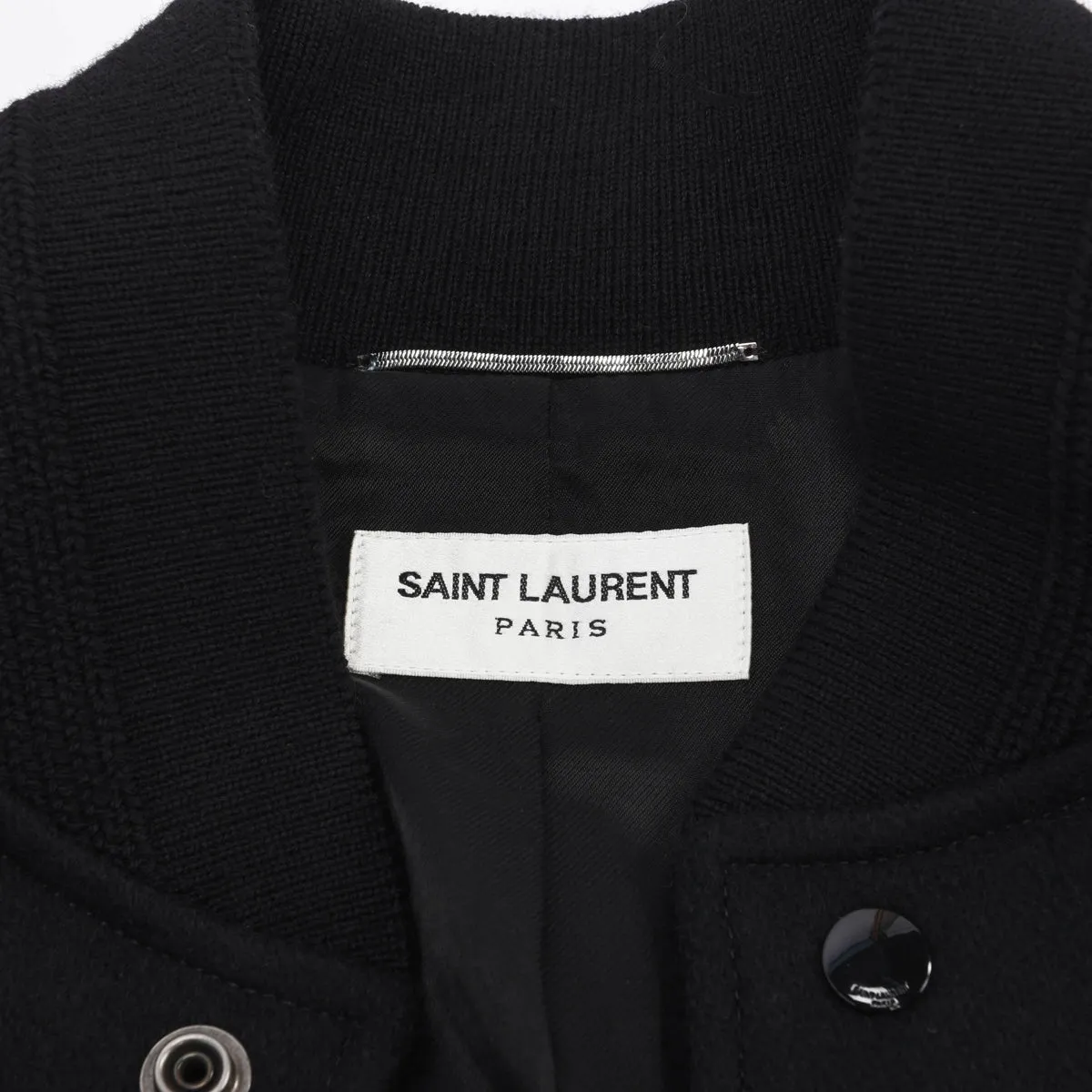 Saint Laurent Black Wool & Lambskin Teddy Jacket FR 50