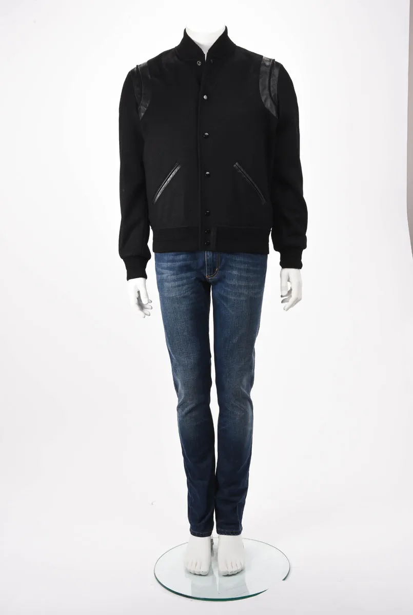 Saint Laurent Black Wool & Lambskin Teddy Jacket FR 50