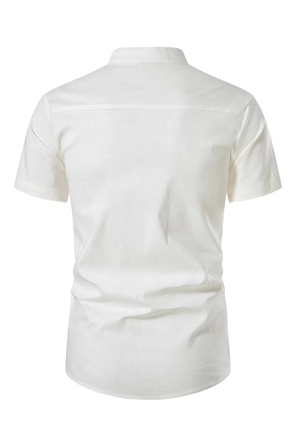 Slim Fit White Buttons Summer Men's Tops