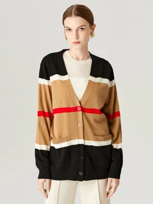 Snow Day Dreams Stripe Cropped Wool Cardigan