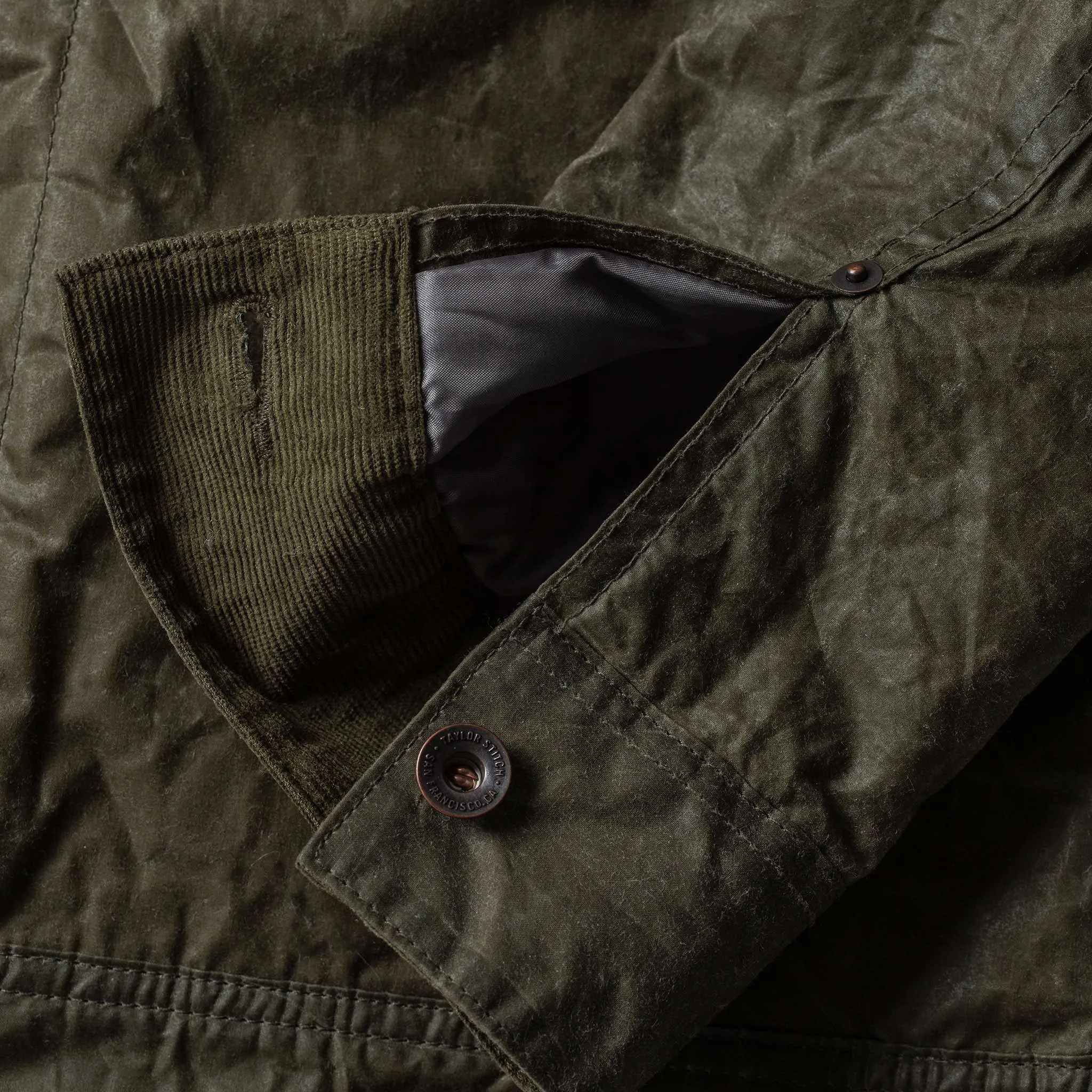 The Lined Long Haul Jacket in Olive Waxed Canvas