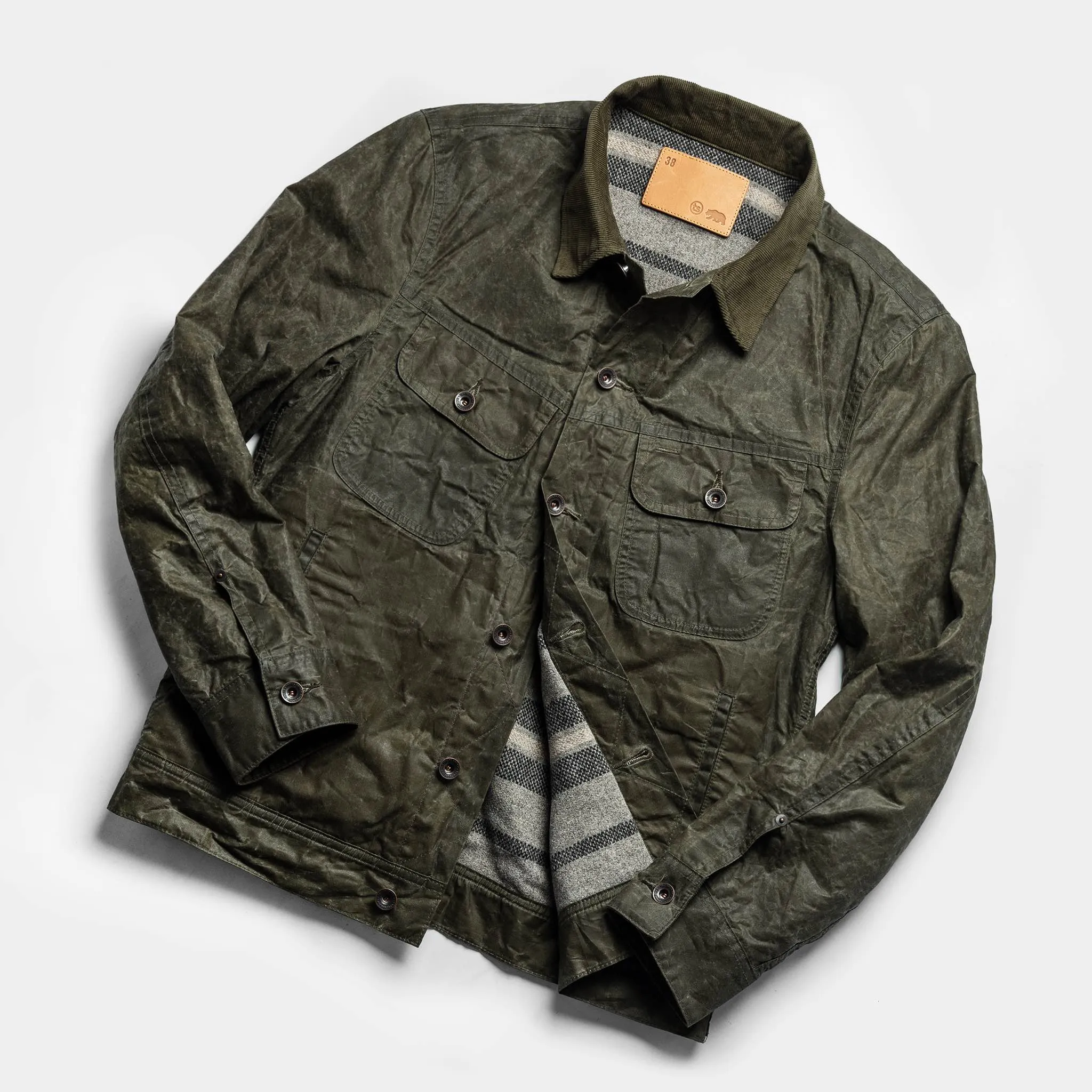 The Lined Long Haul Jacket in Olive Waxed Canvas