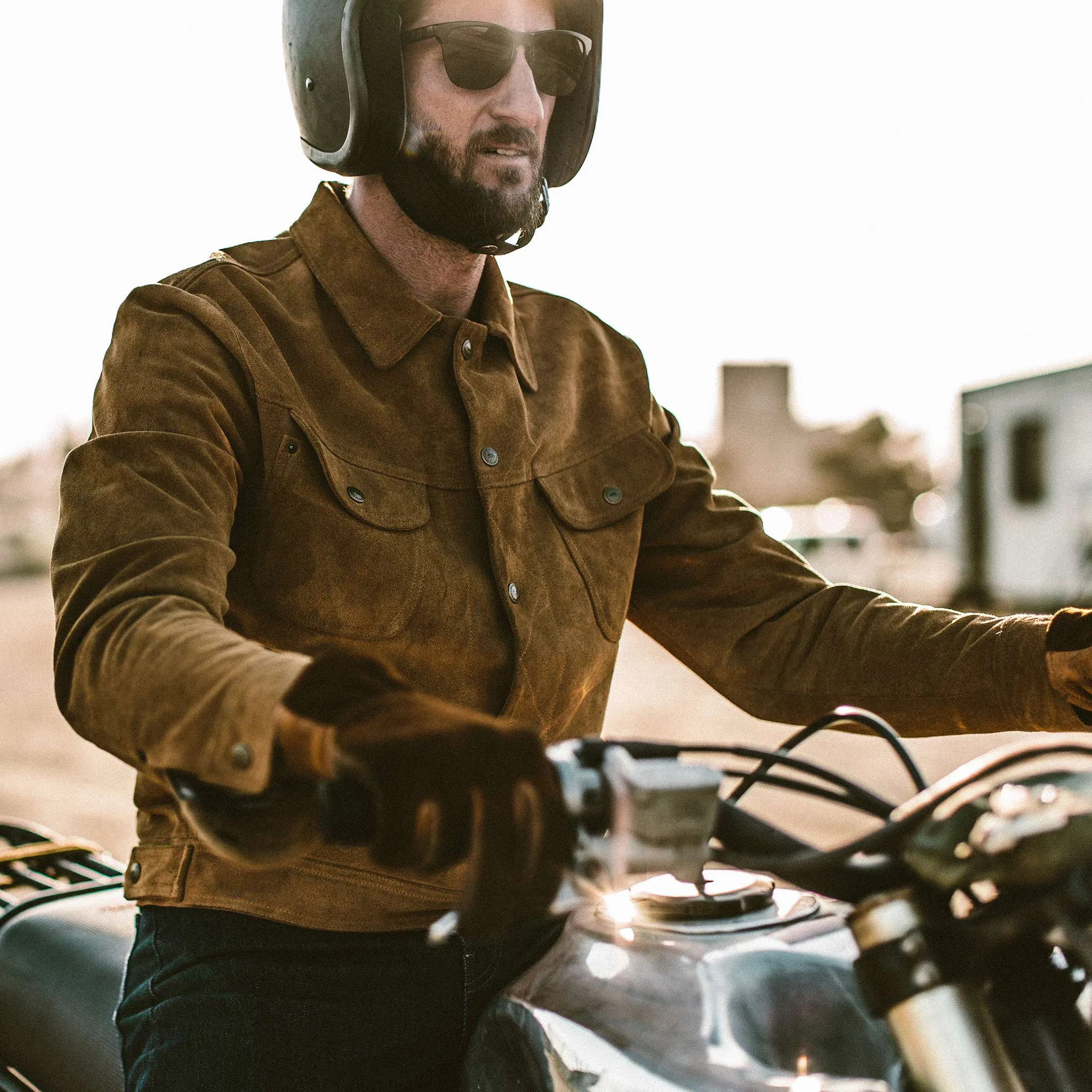 The Long Haul Jacket in Sand Weatherproof Suede