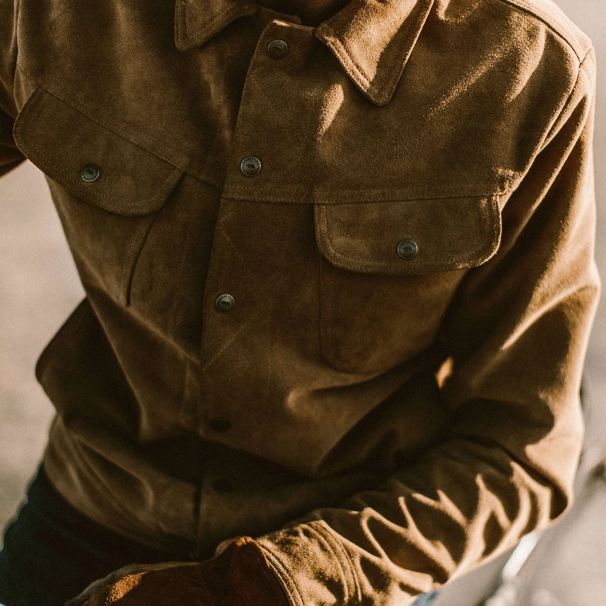 The Long Haul Jacket in Sand Weatherproof Suede