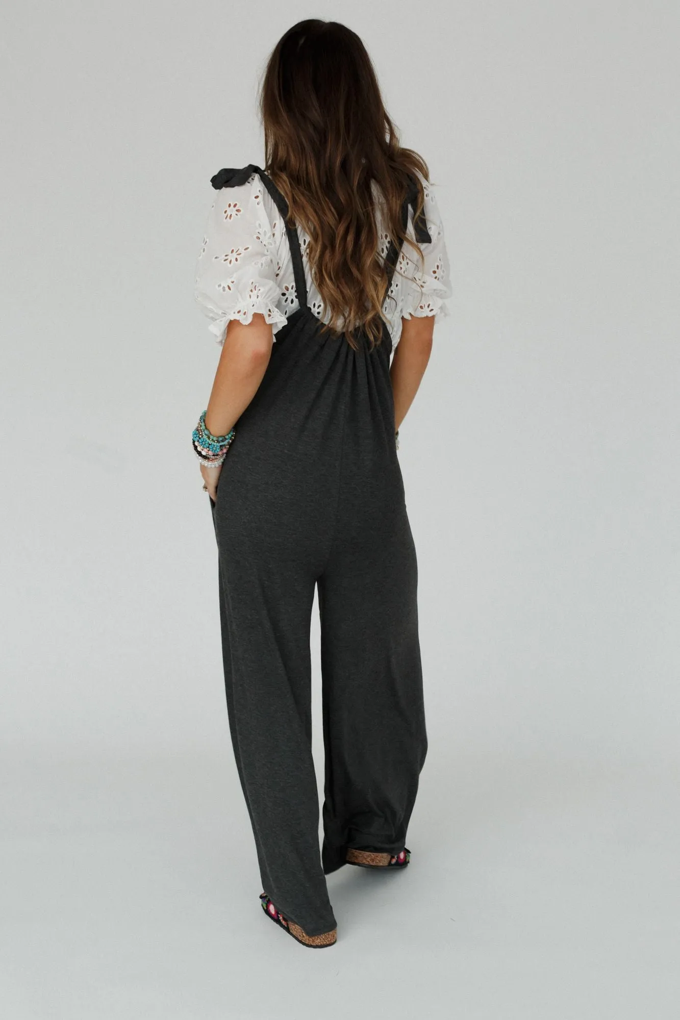 The Nest Forever Relaxed Gathered Jumpsuit - Charcoal