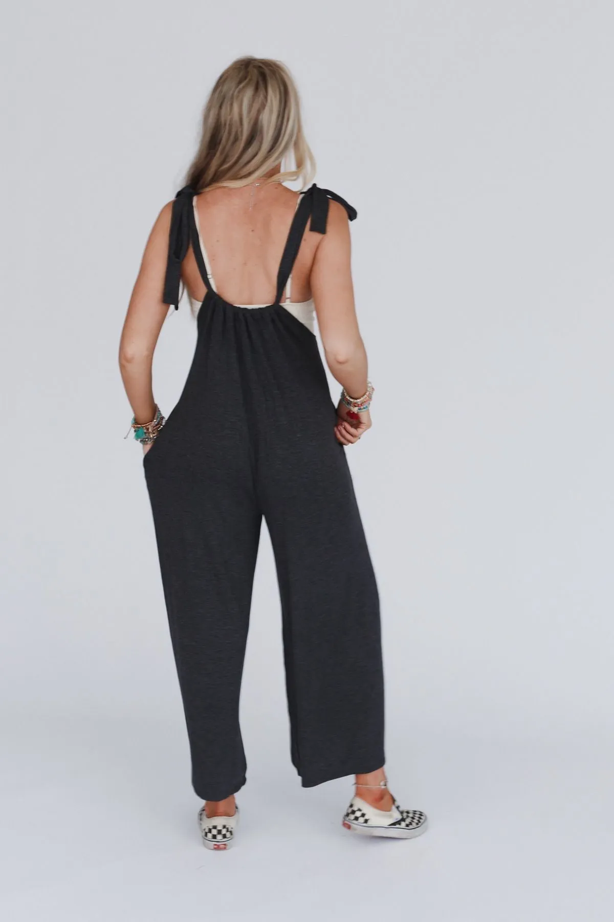 The Nest Forever Relaxed Gathered Jumpsuit - Charcoal