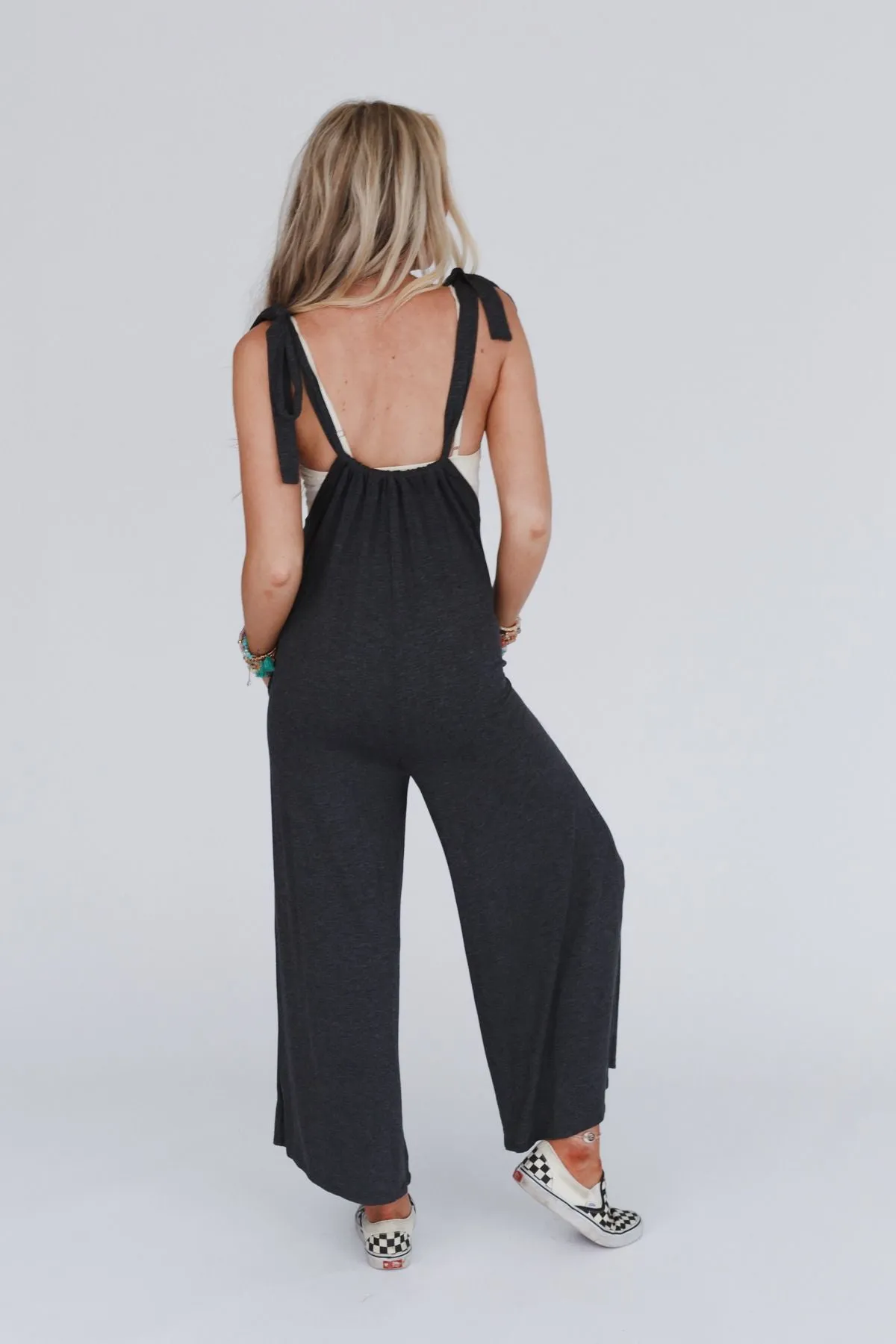 The Nest Forever Relaxed Gathered Jumpsuit - Charcoal