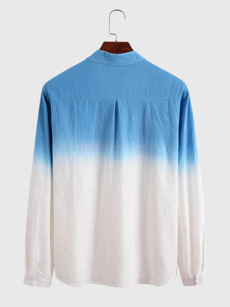 Tie Dye Linen Style Long Sleeves Shirts