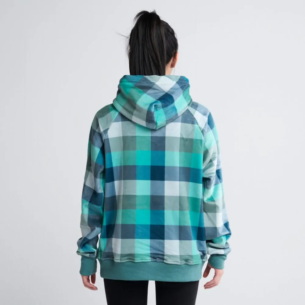 Velvet Human Hoodie - Turquoise Checkered