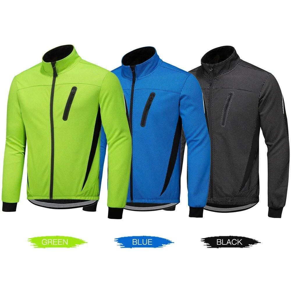 Winter Men Cycling Jacket Waterproof Windproof Thermal Fleece Jacket Coat Bicycle   Running Riding Jacket