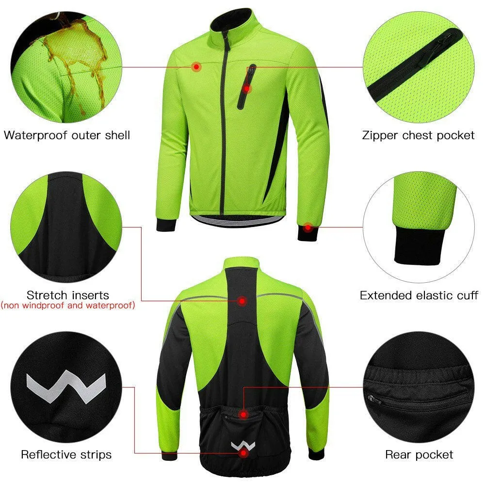 Winter Men Cycling Jacket Waterproof Windproof Thermal Fleece Jacket Coat Bicycle   Running Riding Jacket