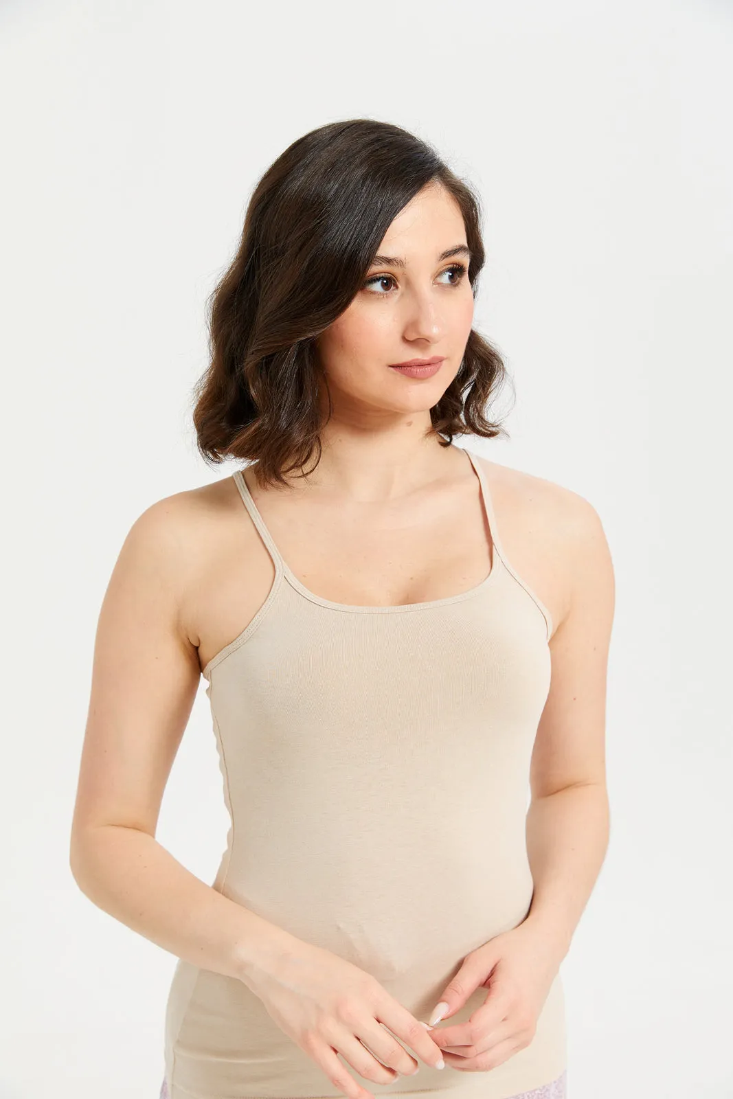 Women Beige Strappy Vest