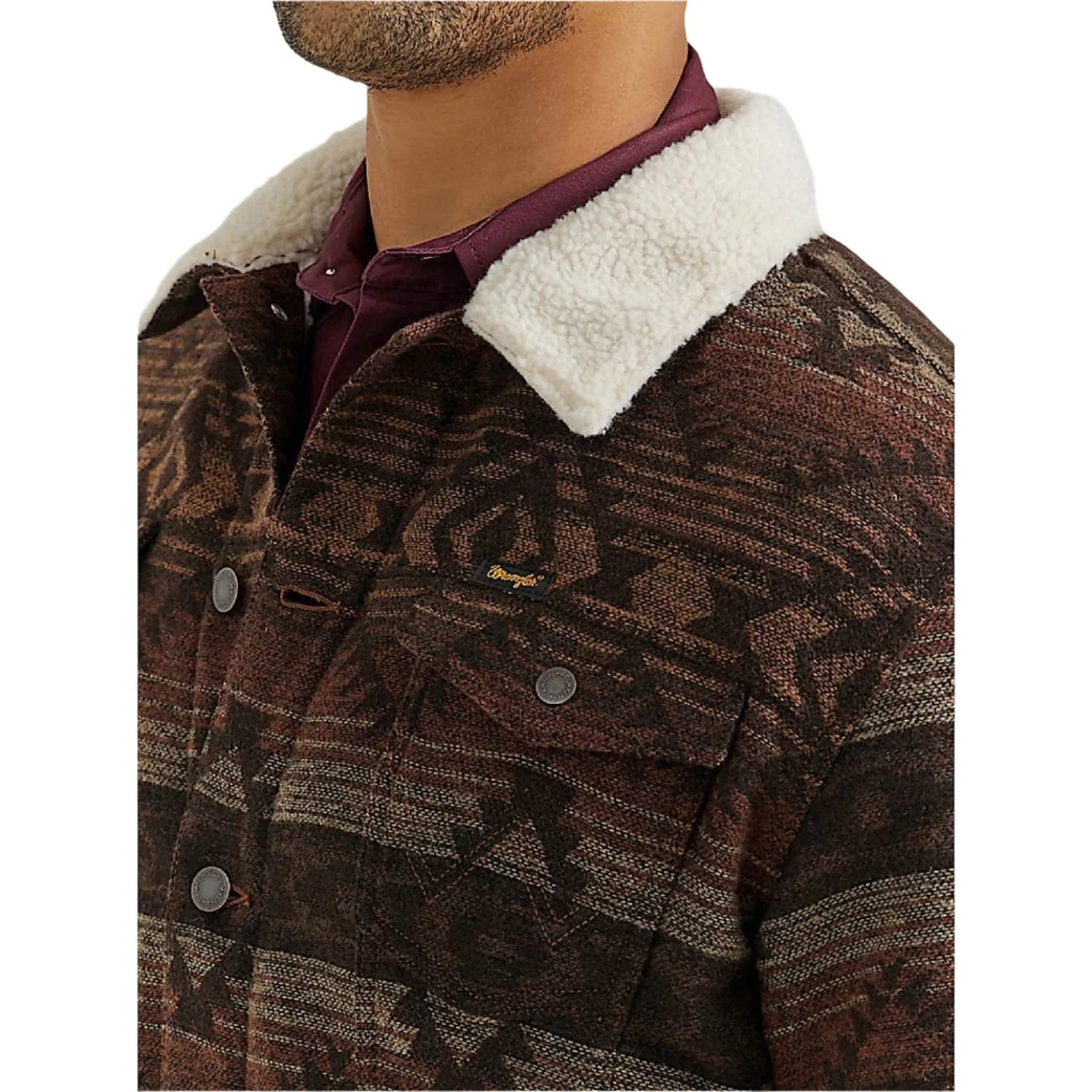 Wrangler Q Men's Jacquard Sherpa Jacket - Canyon Vibe